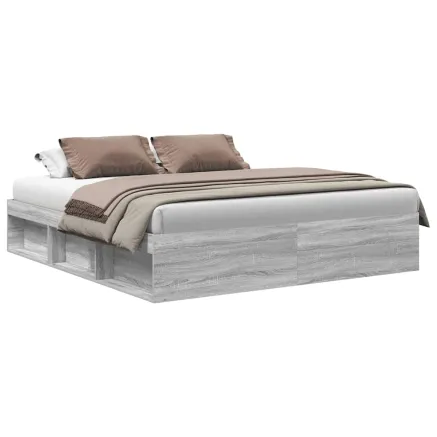 Cadre de lit sans matelas sonoma gris 200x200 cm 2
