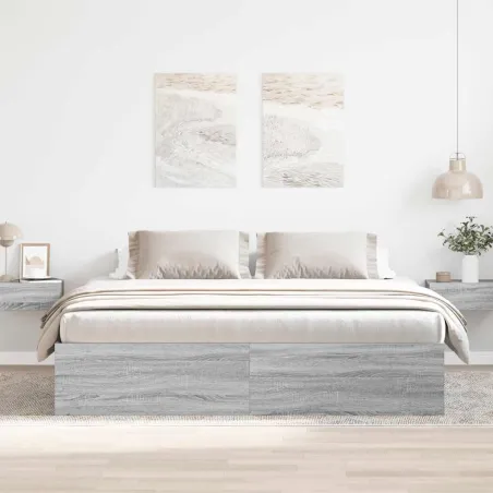 Cadre de lit sans matelas sonoma gris 200x200 cm