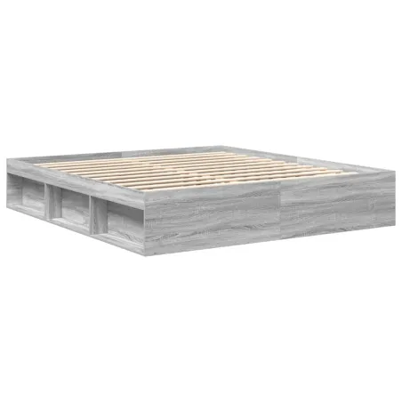 Cadre de lit sans matelas sonoma gris 200x200 cm