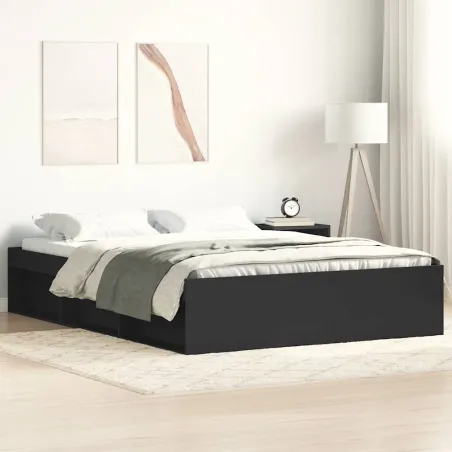 Cadre de lit sans matelas noir 120x190 cm