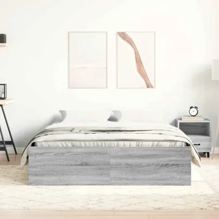 Cadre de lit sans matelas sonoma gris 120x190 cm