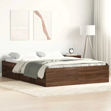 Cadre de lit sans matelas chêne marron 120x190 cm