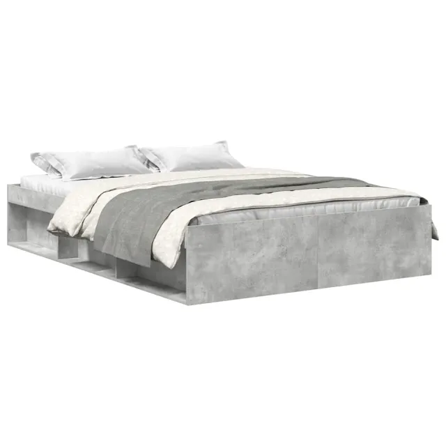 Cadre de lit sans matelas gris béton 140x190 cm