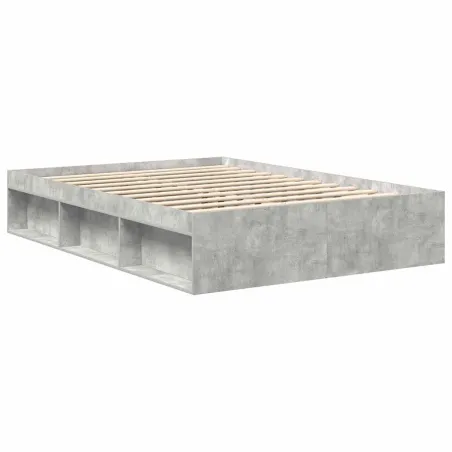 Cadre de lit sans matelas gris béton 140x190 cm