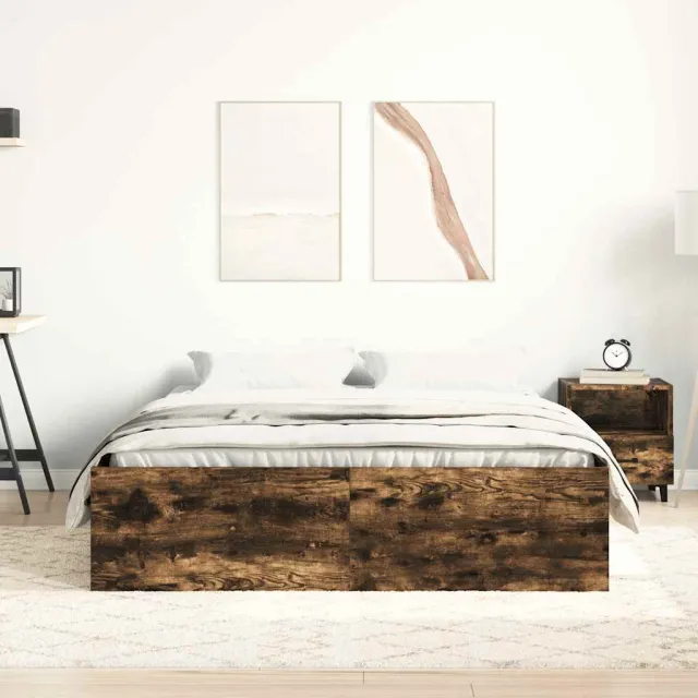 Cadre de lit sans matelas chêne fumé 140x190 cm