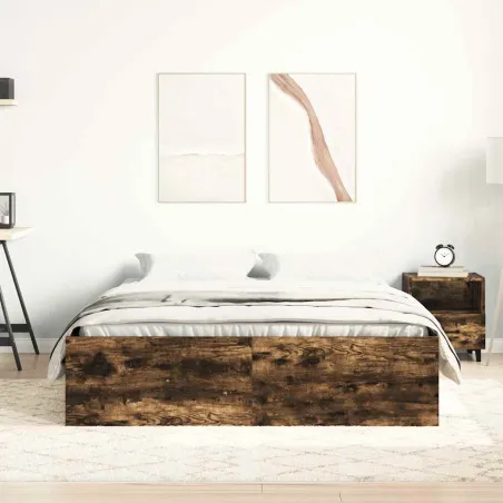 Cadre de lit sans matelas chêne fumé 140x190 cm