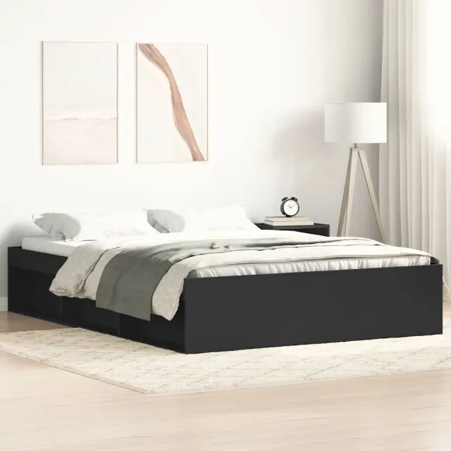 Cadre de lit sans matelas noir 135x190 cm