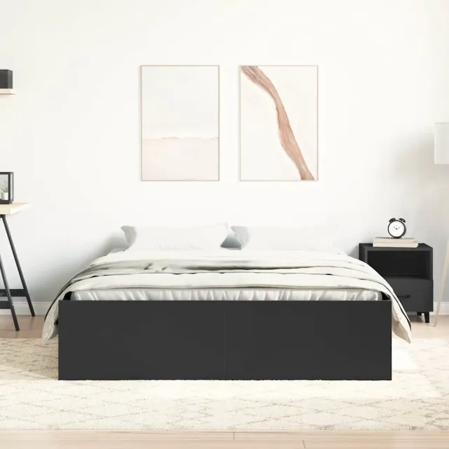Cadre de lit sans matelas noir 135x190 cm