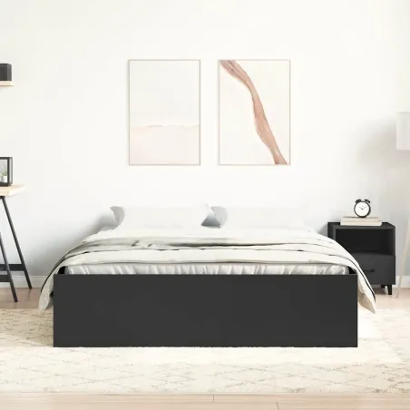 Cadre de lit sans matelas noir 135x190 cm