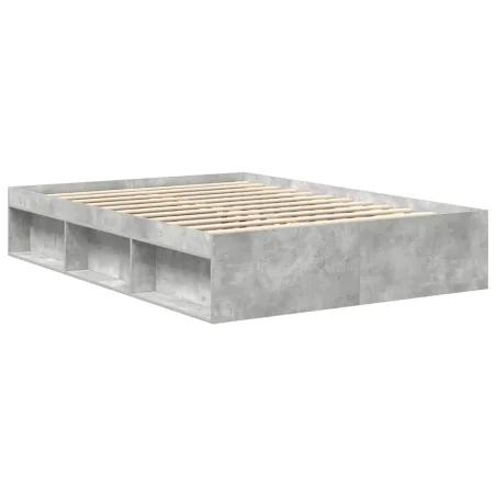 Cadre de lit sans matelas gris béton 135x190 cm