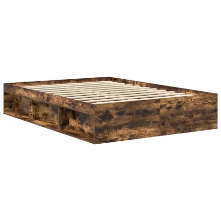 Cadre de lit sans matelas chêne fumé 135x190 cm