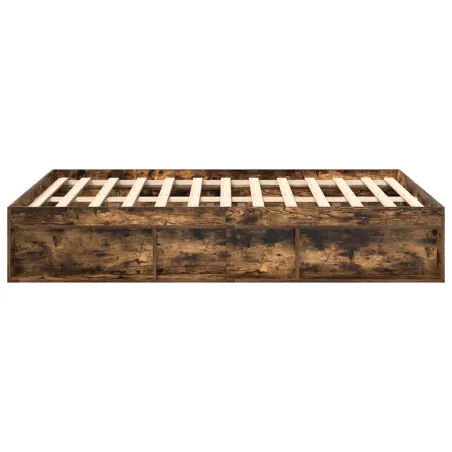 Cadre de lit sans matelas chêne fumé 135x190 cm