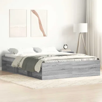 Cadre de lit sans matelas sonoma gris 135x190 cm
