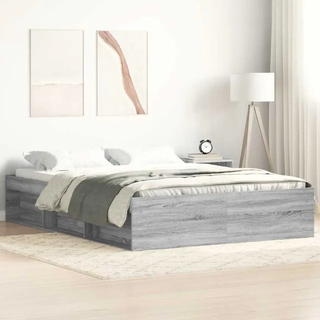 Cadre de lit sans matelas sonoma gris 135x190 cm