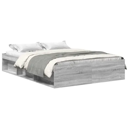 Cadre de lit sans matelas sonoma gris 135x190 cm 2