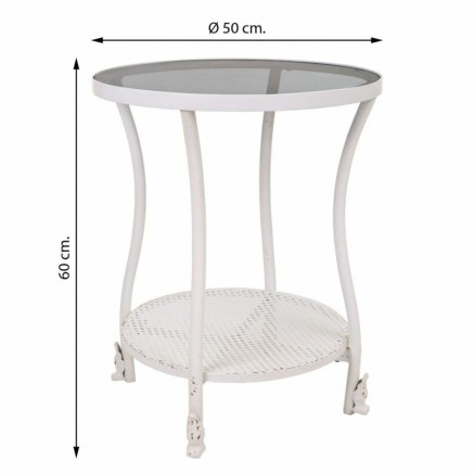 Hoofdtafel Alexandra House Living Wit Glas Ijzer 50 x 60 x 50 cm 2