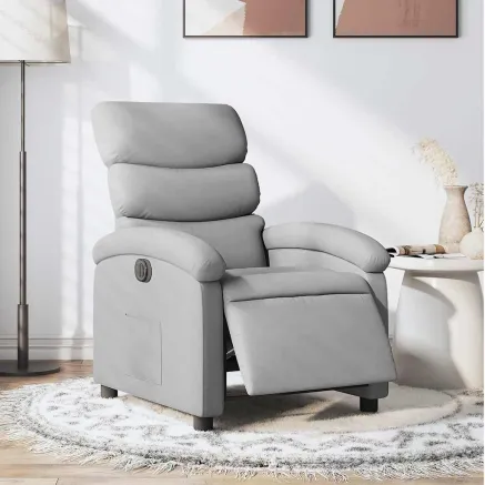 Fauteuil inclinable électrique Gris clair Tissu