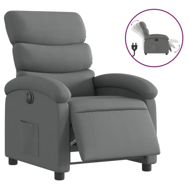 Fauteuil inclinable électrique Gris foncé Tissu