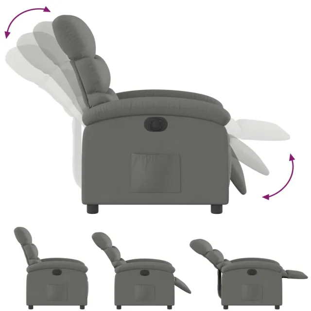 Fauteuil inclinable électrique Gris foncé Tissu