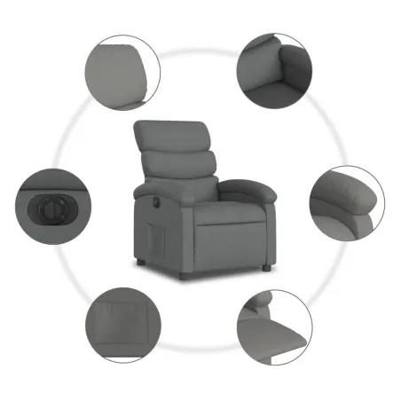 Fauteuil inclinable électrique Gris foncé Tissu