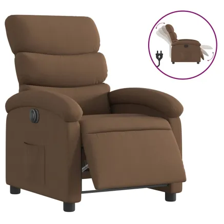 Fauteuil inclinable électrique Marron Tissu 2