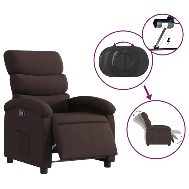 Fauteuil inclinable électrique Marron foncé Tissu