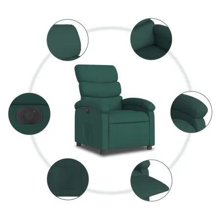 Fauteuil inclinable électrique Vert foncé Tissu
