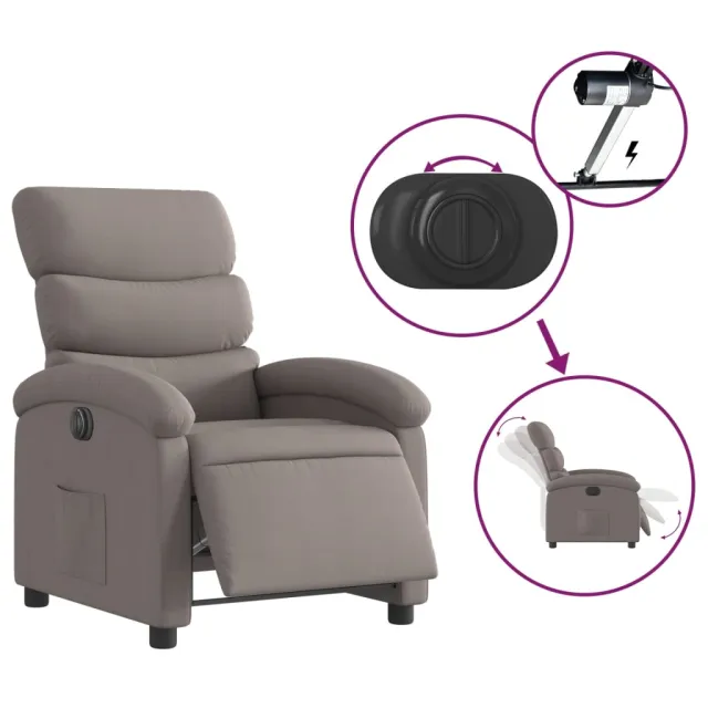 Fauteuil inclinable électrique Taupe Tissu