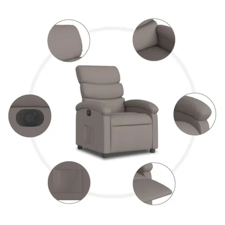 Fauteuil inclinable électrique Taupe Tissu