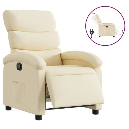 Fauteuil inclinable électrique Crème Tissu 2