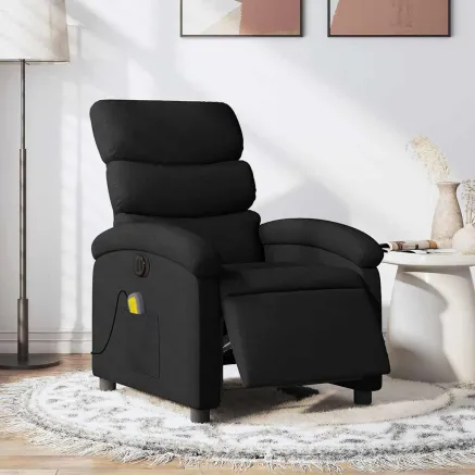 Fauteuil de massage inclinable électrique Noir Tissu
