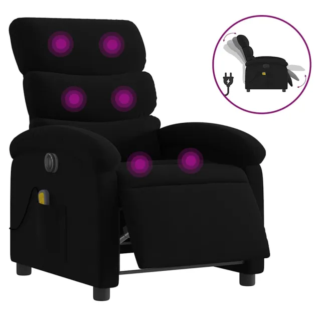 Fauteuil de massage inclinable électrique Noir Tissu