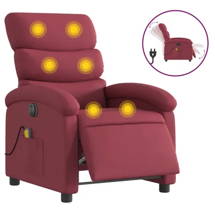 Fauteuil de massage inclinable électrique Rouge bordeaux Tissu 2