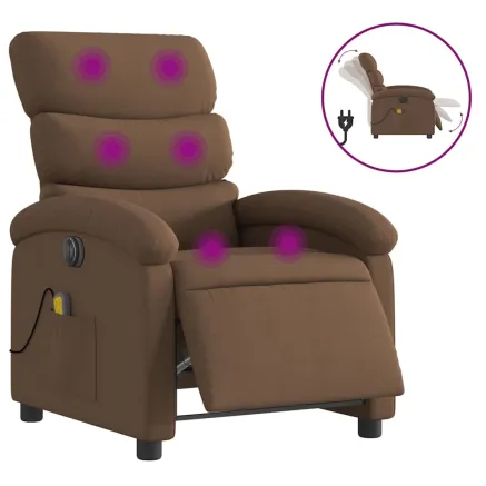 Fauteuil inclinable de massage électrique marron tissu 2