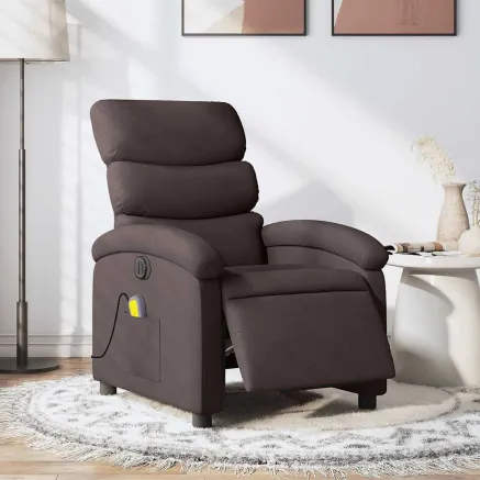 Fauteuil de massage inclinable électrique Marron foncé Tissu