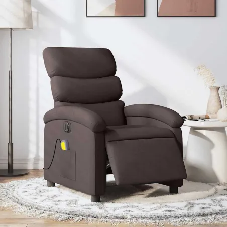 Fauteuil de massage inclinable électrique Marron foncé Tissu