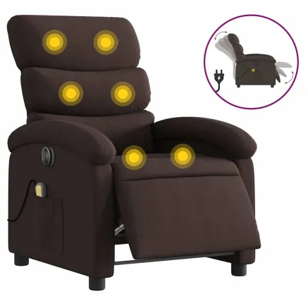 Fauteuil de massage inclinable électrique Marron foncé Tissu 2