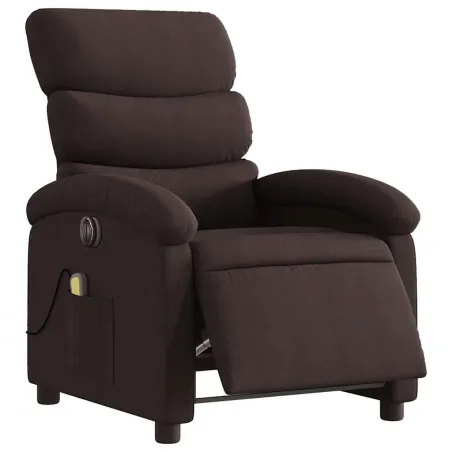 Fauteuil de massage inclinable électrique Marron foncé Tissu