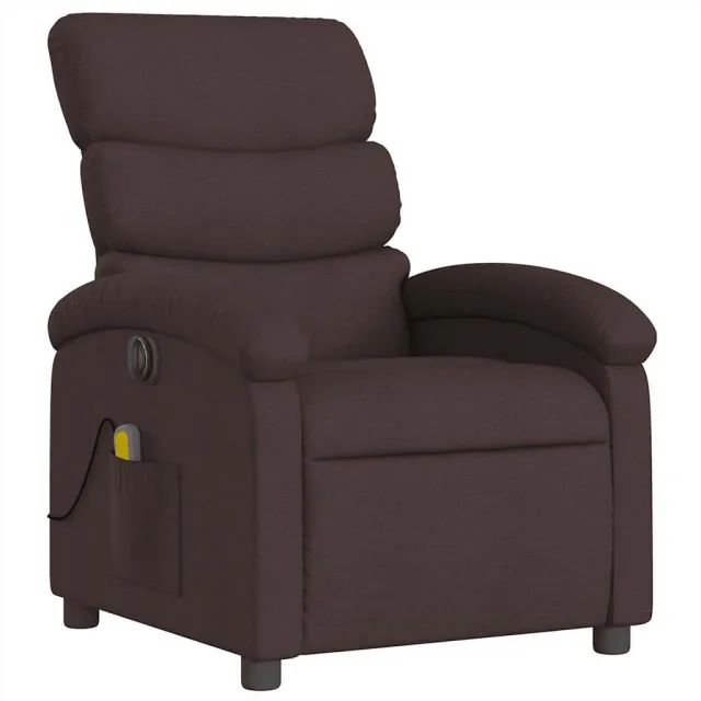 Fauteuil de massage inclinable électrique Marron foncé Tissu