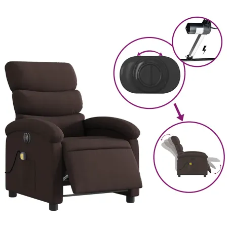 Fauteuil de massage inclinable électrique Marron foncé Tissu