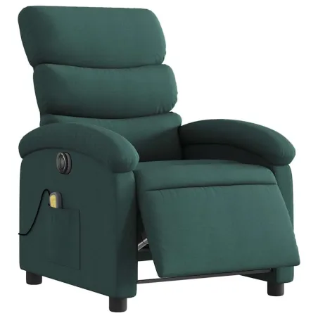 Fauteuil de massage inclinable électrique Vert foncé Tissu