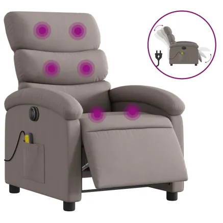 Fauteuil de massage inclinable électrique Taupe Tissu 2