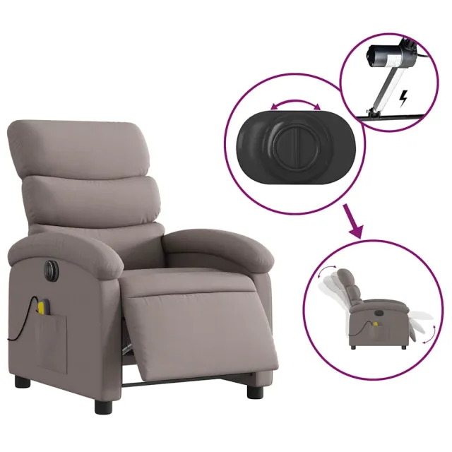 Fauteuil de massage inclinable électrique Taupe Tissu