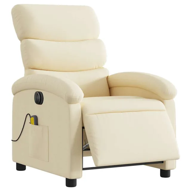 Fauteuil inclinable de massage électrique crème tissu