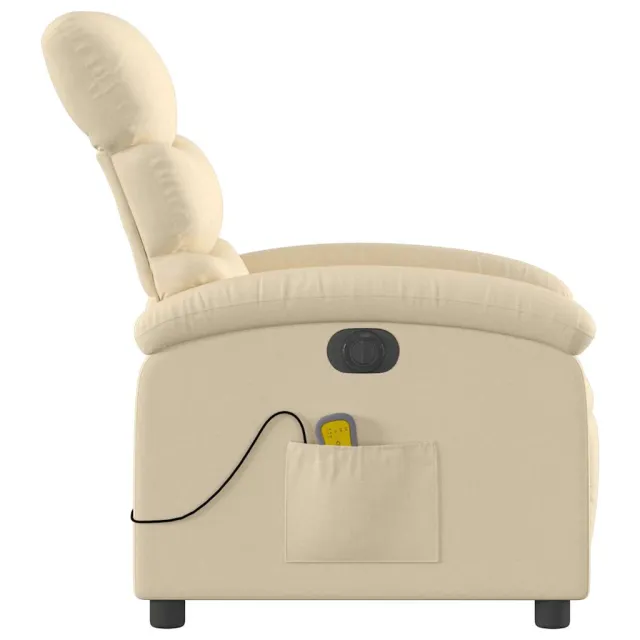 Fauteuil inclinable de massage électrique crème tissu