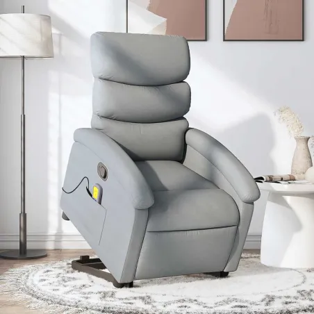 Fauteuil de massage inclinable Gris clair Tissu