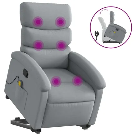 Fauteuil de massage inclinable Gris clair Tissu 2