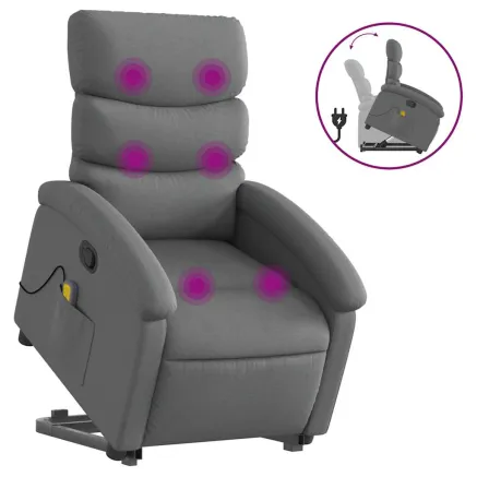 Fauteuil de massage inclinable Gris foncé Tissu 2