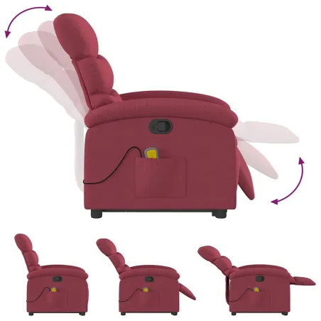 Fauteuil inclinable de massage Rouge bordeaux Tissu