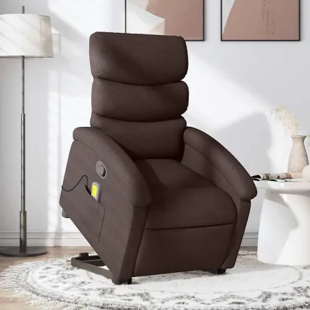 Fauteuil inclinable de massage Marron foncé Tissu